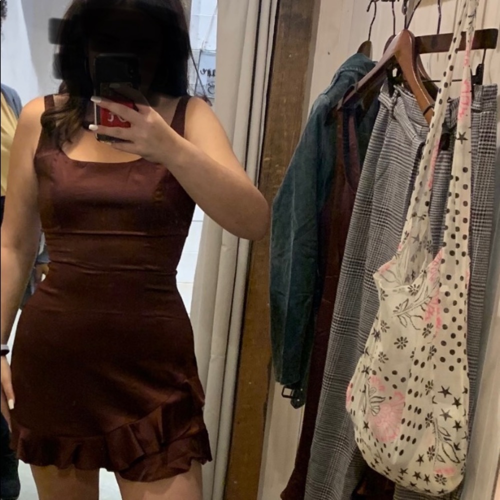Purple satin mini dress